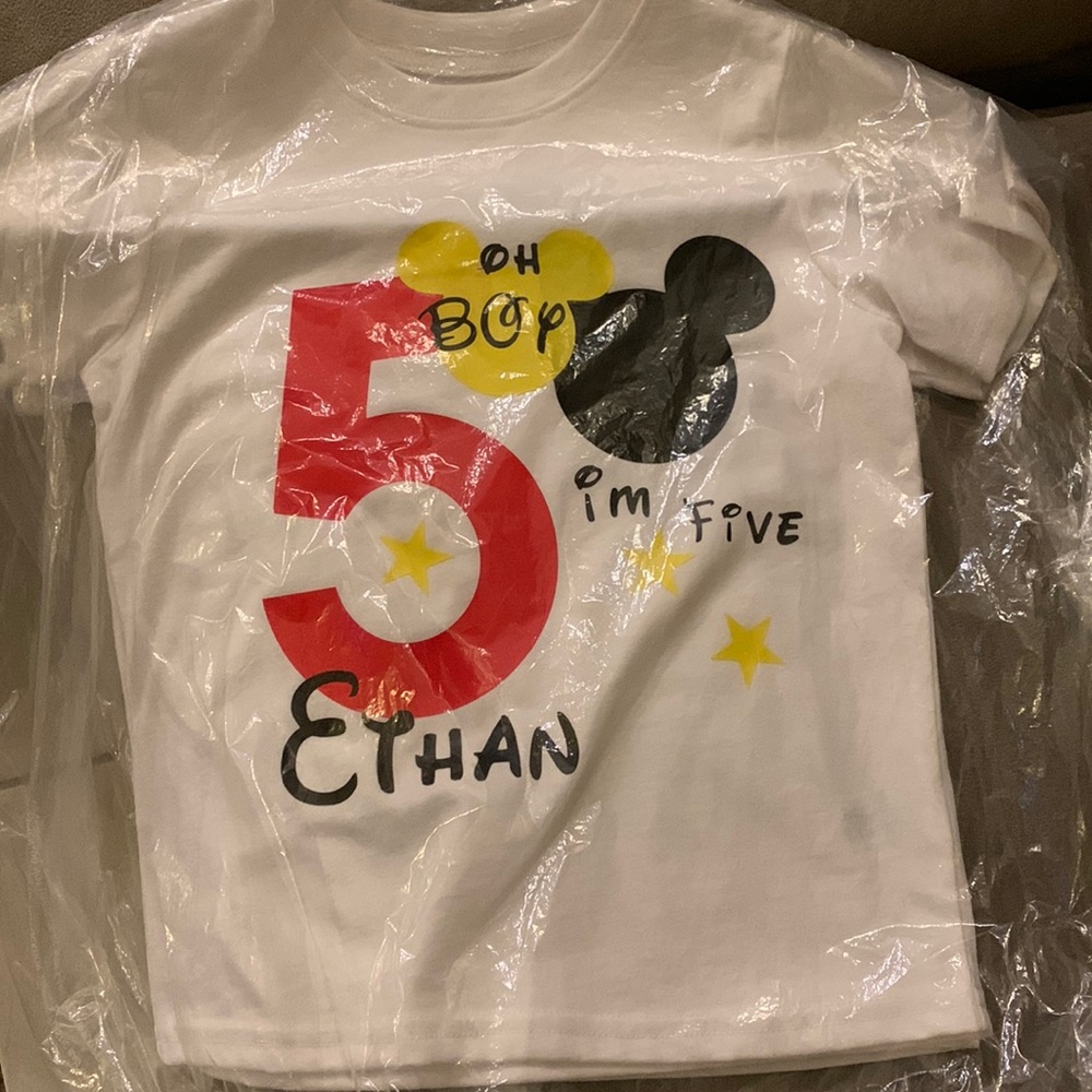 2 boys T-shirts size 4T. Birthday boy named Ethan.